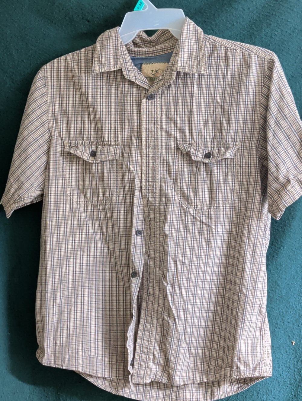 Outdoor Life Men's Short-Sleeve Plaid Button-Down Shirt - Beige & Blue